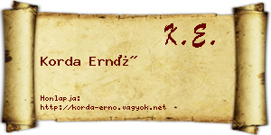 Korda Ernő névjegykártya